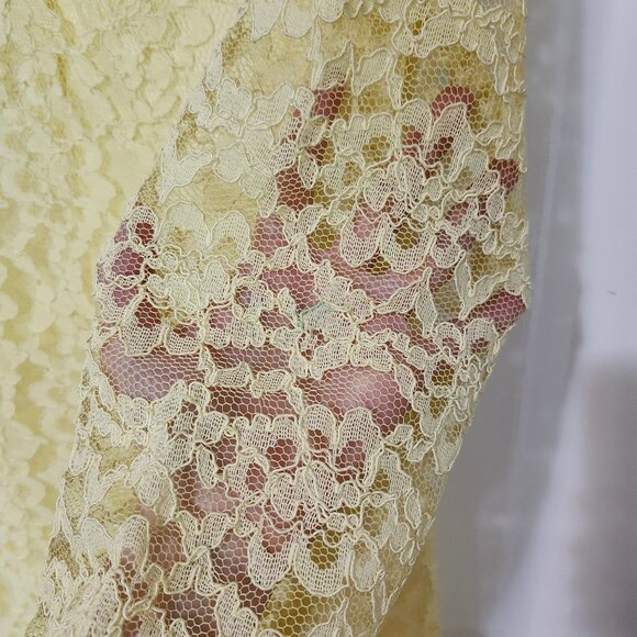 Vintage Yellow Homemade Lace Mod Mini Dress - Picture 6 of 12